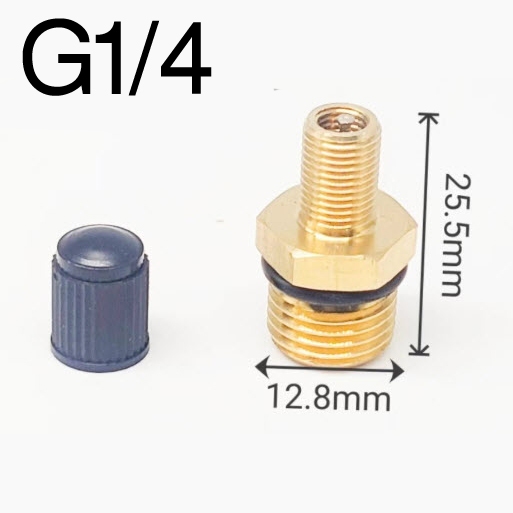จุ๊บเติมลมมอไซค์ แบบเกลียว ขนาด G1/4" พร้อมโอริง