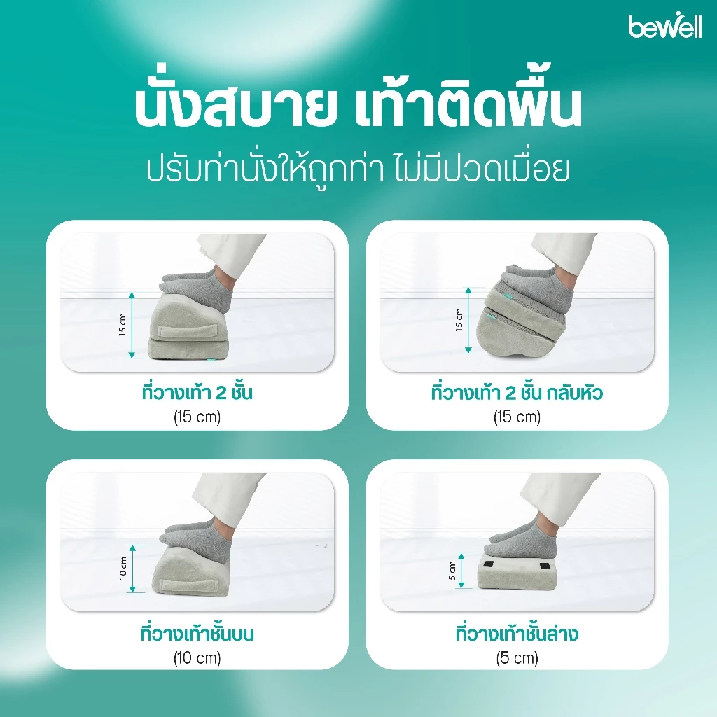 Bewell Ergonomic Footrest ที่วางเท้าเพื่อสุขภาพ ช่วยปรับท่านั่งให้เหมาะสม ลดการกดทับใต้ข้อพับเข่า thumbnail 5