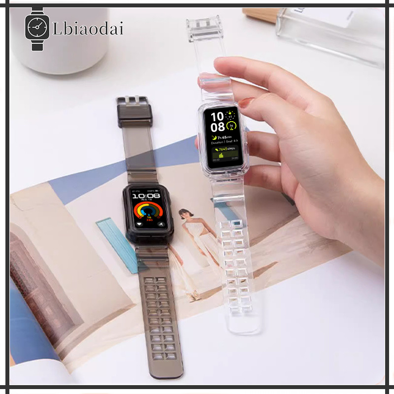 TPU กรณีและสายนาฬิกา for Huawei Band 10 9 8 สายนาฬฟิล์มป้องกันหน้าเทปกาวนุ่ม นาฬิกาอัจฉริยะ Huawei Band 9 8 อุปกรณ์เสริม