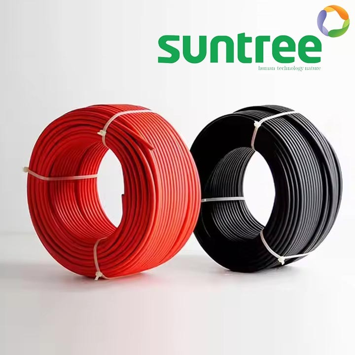 H1Z2Z2-K สายไฟโซล่าเซลล์ ดำ แดง DC Solar PV Cable 1500VDC 1x4 , 1x6 สายโซล่า โซล่า SUNTREE **ราคายกม้วน 100m. **