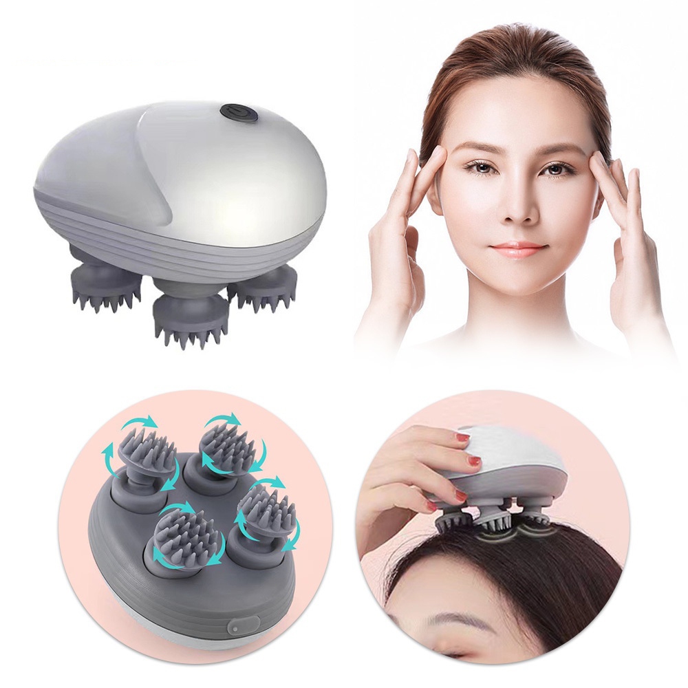 เครื่องนวดศีรษะไฟฟ้า 4 หัวทำจากซิลิโคน นวดสัตว์เลี้ยง แมว สุนัข ชาร์จใหม่ได้ อุปกรณ์นวดนวดเนื้อเยื่อลึกนวดคอไหล่ร่างกาย
