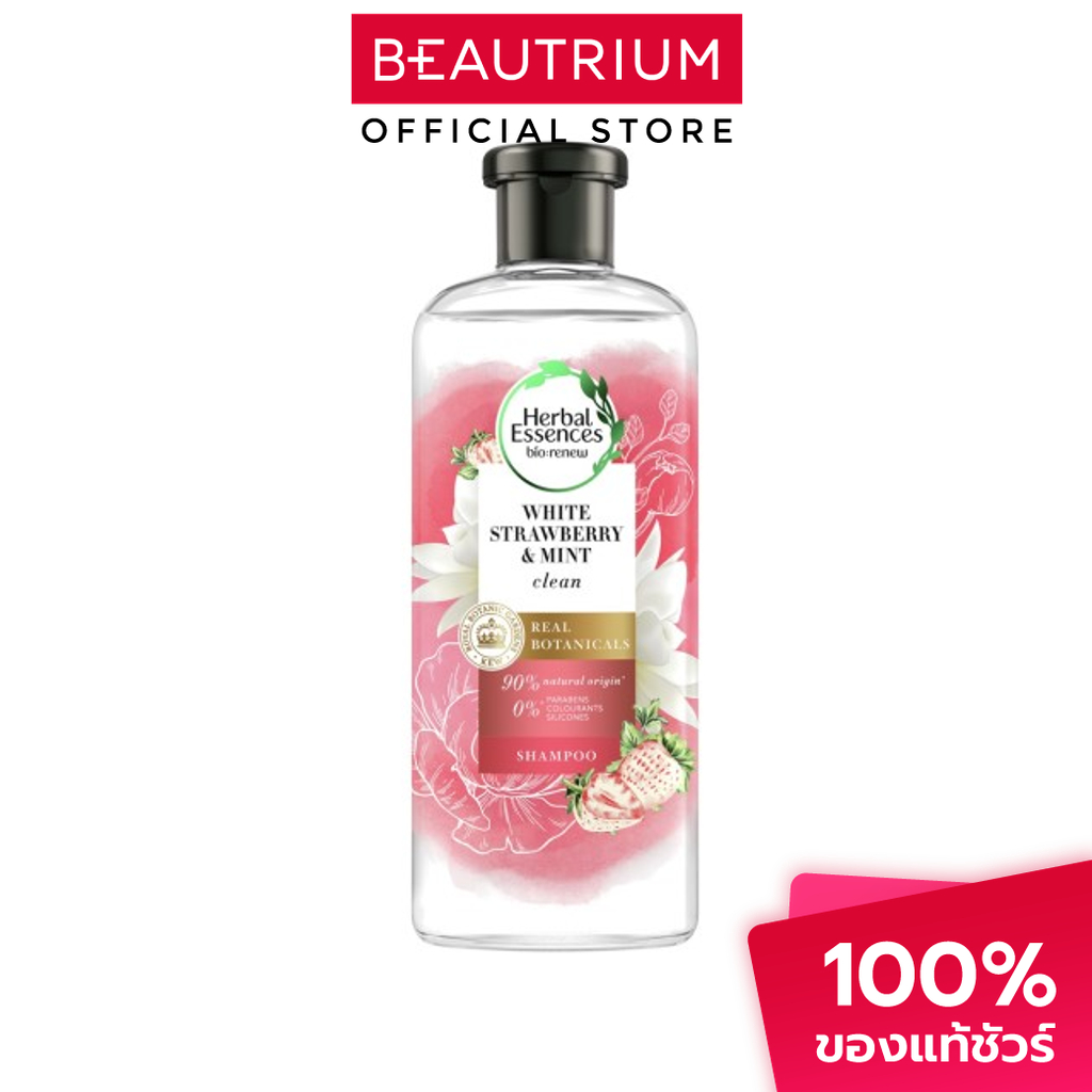 HERBAL ESSENCES Clean White Strawberry and Sweet Mint Shampoo แชมพู 400ml