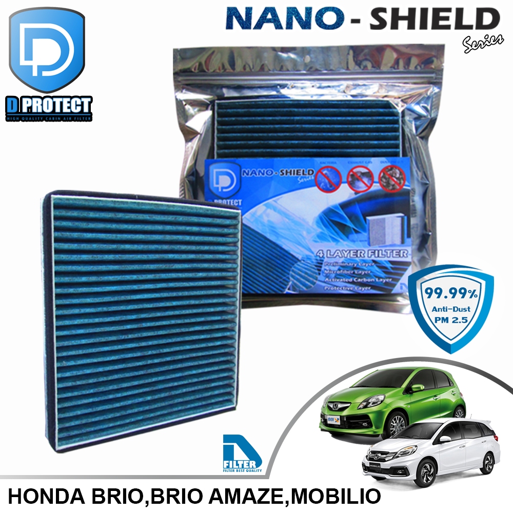กรองแอร์ Honda ฮอนด้า บริโอ้ Brio,Brio Amaze,Brv,Mobilio สูตรนาโน (Nano-Shield Series) By D Filter RB043P-BRIO-NANO