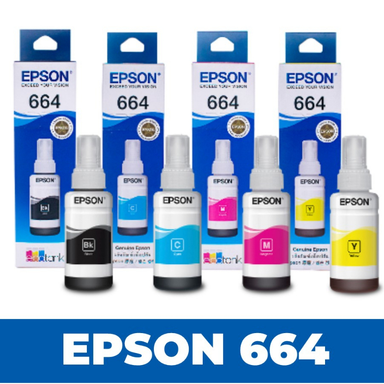 (มีกล่องอยู่box)Epson 664 หมึกแท้สี่สี L303/L313/L360/L380/L383/L1300/L565 หมึกเ