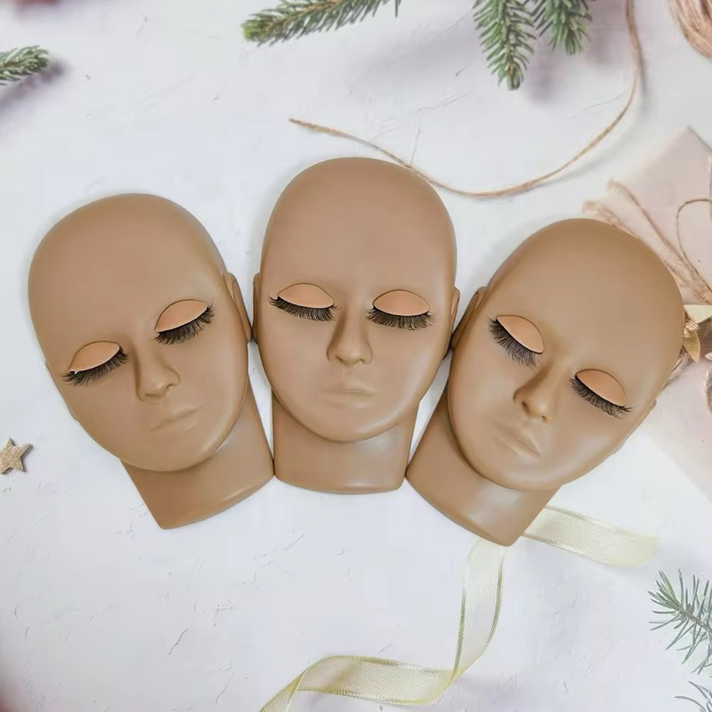 หน้าหุ่นพร้อมขนตาปลอม2ชั้น ใช้ในการหัดต่อขนตา หัดสักปาก สักคิ้ว - รูปที่ 5