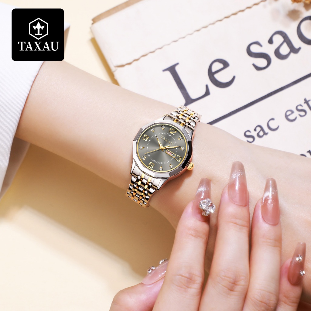 TAXAU นาฬิกาข้อมือผู้หญิง กันน้ํา 100% สายสแตนเลส เพชร เข้ากับทุกการแต่งกาย แฟชั่น นาฬิกาหญิง 8402