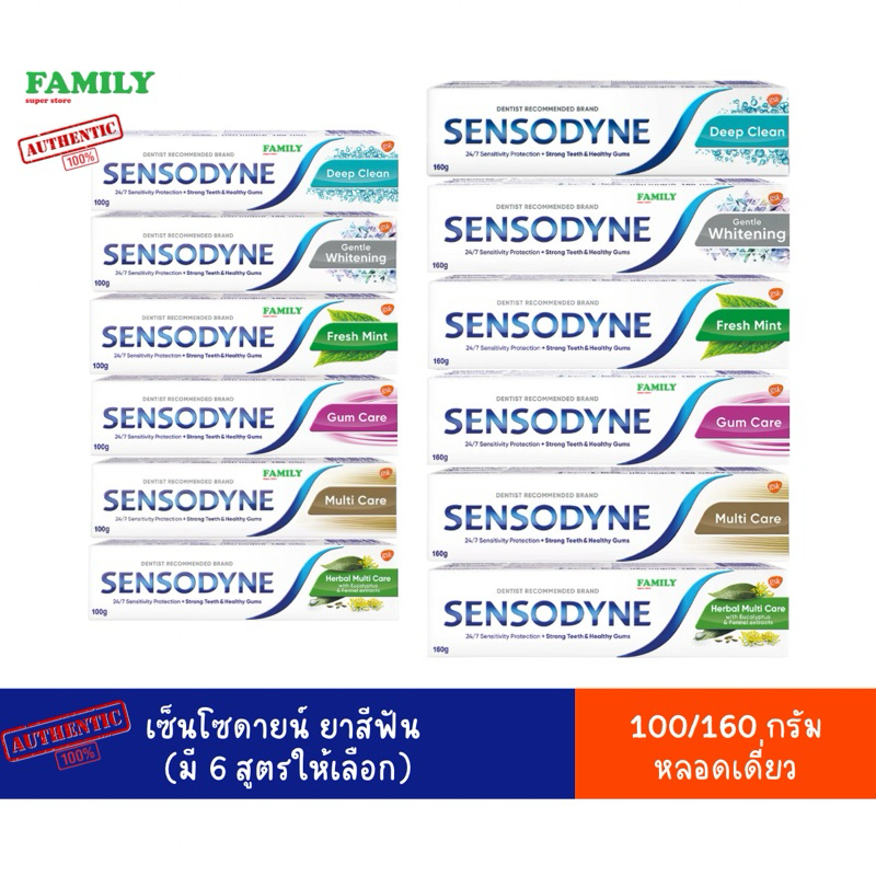 Sensodyne เซ็นโซดายน์ ยาสีฟัน ขนาด 100/160 กรัม (หลอดเดี่ยว)