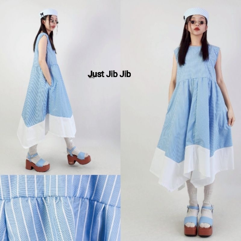 💙💜เดรสแขนกุด ชายฟันปลา - รูปที่ 3