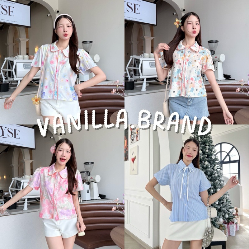 เสื้อเชิ้ตคอปก สายผูกโบว์ตรงคอ -ttm / VB0494