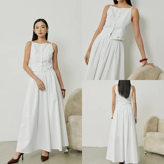 Swana.ss - Aira linen set “ XS-2XL (ทั้งชุด) 🤎🍯 ชุดเซทเสื้อสายเดี่ยวเดี่ยว + กระโปรงยาว
