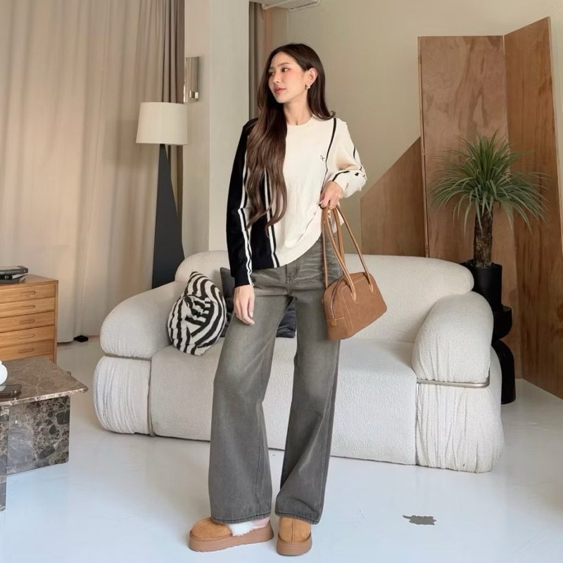 Nicharis.official - vogue jeans สี ash brown