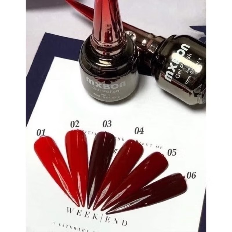 แดงมะเมี่ยว แดงเชอร์รี่ Mxbon สีแดง Red color สีเจล เล็บเจล