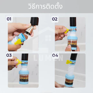 หัวต่อก๊อกน้ำ(รุ่นอัพเกรดปรับค่าPHในน้ำ)หมุนได้ 360°Cชั้นกรอง 6ชั้น กันน้ำกระเด็น หัวกรองก๊อกน้ำ ที่กรองน้ำ หัวกรองน้ำ