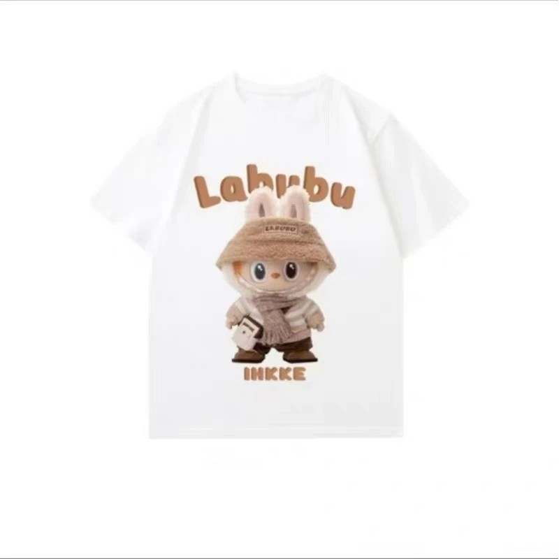 เสื้อยืดพิมพ์ลายคอตตอน ลายพิมพ์น่ารัก เสื้อยืดผู้หญิง คอกลม โอเวอร์ไซส์ เทรนด์แฟชั่น S-7XL ECB