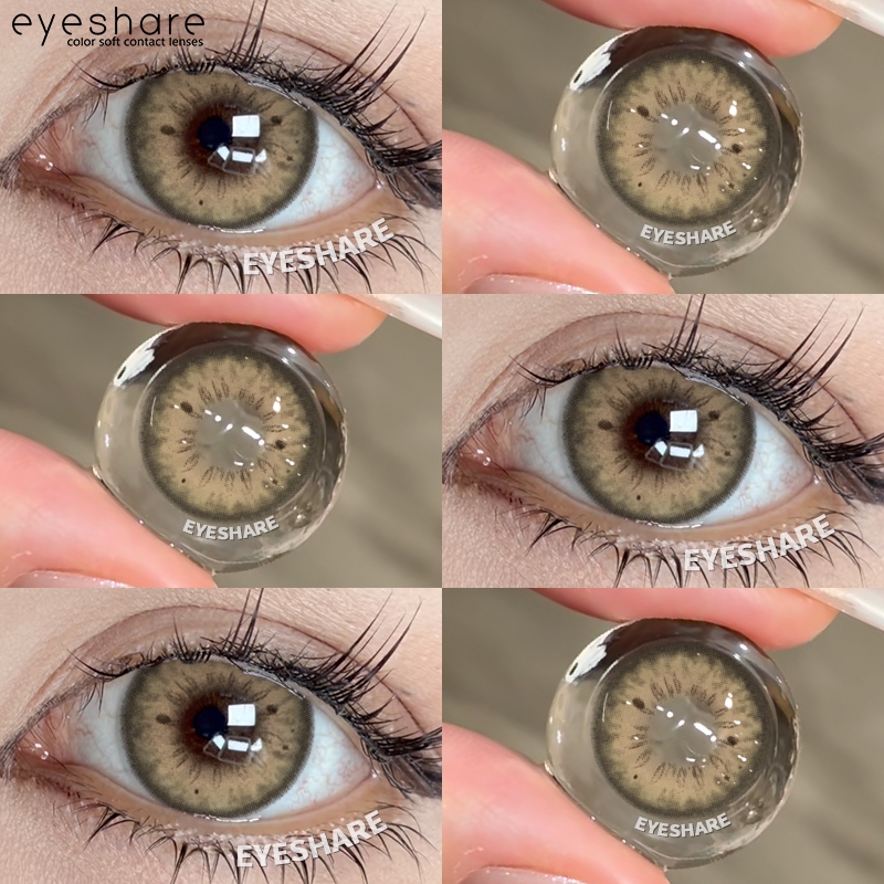 Eyeshare ค่าสายตา 0.0-6.00❤️ คอนแทคเลนส์ สายตาสั้น คอนแทคเลนส์ สี น้ำตาล ธรรมชาติ ไซส์ 14.2 คอนแทคเลนส์สายตารายปี