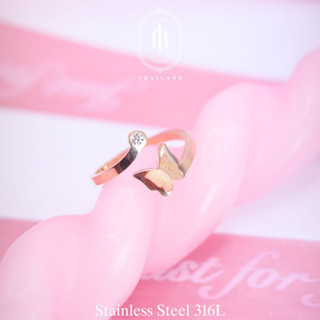 CLR-00แหวนประดับเพชร สแตนเลส ไม่ลอกไม่ดำ ใส่โดนน้ำได้ ลดล้าง…