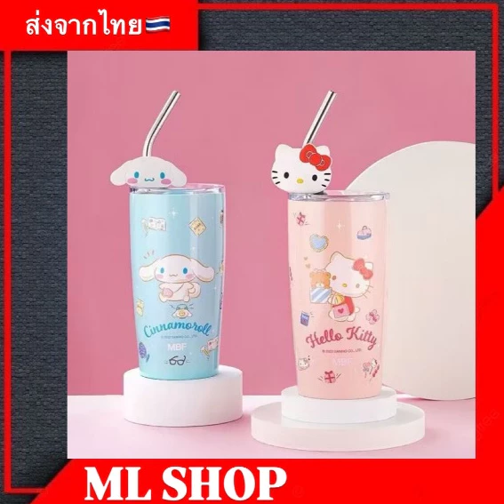 พร้อมส่ง💨แก้วเก็บอุณหภูมิ(600ML) แก้วกาแฟ หลอดสแตนเลส+ตัวการ์ตูนให้ในเซ็ท เก็บอุณหภูมิได้นาน