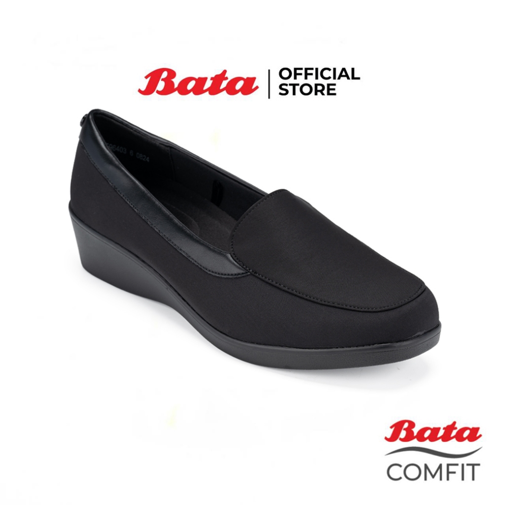 *Best Seller* Bata บาจา COMFIT รองเท้าลำลองหญิง DRESS แบบสวม เสริมส้นสูง 1 นิ้ว สวมใส่ง่าย สีดำ รหัส 6596403