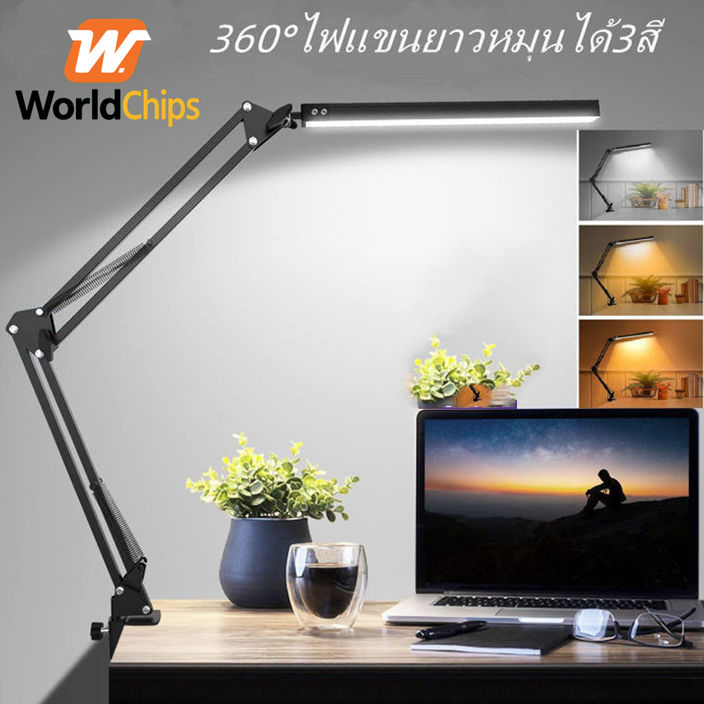 ไฟโต๊ะคอม ไฟ LED ป้องกันดวงตาอ่านเรียนรู้โคมไฟตั้งโต๊ะคลิปสองหัวพับเก็บได้ไฟเส้น led ไฟติดห้อง ไฟusb โคมไฟหนีบ