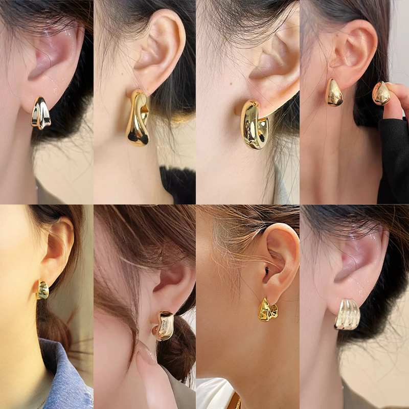 Hot หลายรุ่น ต่างหูทอง earring ตุ้มหูห่วง ประเภทซี ต่างหูห่วง หรูหรา jewelry accessories เครื่องประดับแฟชั่น  92.5%เข็มเ