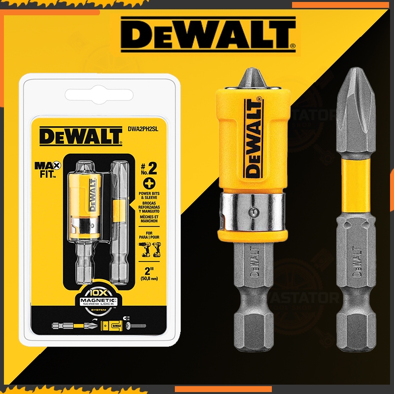 DeWalt ดอกไขควงชุดบิตหมุน PH2 ขนาด 2 นิ้ว (50 มม.) Maxfit พร้อมปลอกแม่เหล็กแรงสูง เกรดเครื่องมืออาชีพ