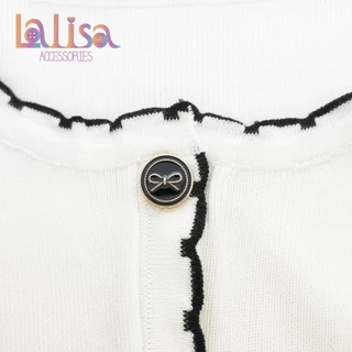 กระดุมโลหะรูปโบว์หูกระต่ายดีไซน์ผ้าเเคชเมียสไตล์คุณหนู alloy button HUY-18mm