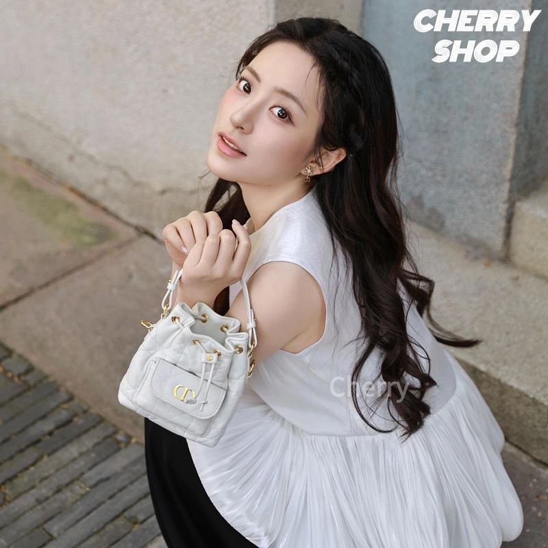 ดิออร์ 🍒Dior Micro Dior Caro Bucket Bag กระเป๋าถือผู้หญิง ใหม่ล่าสุด