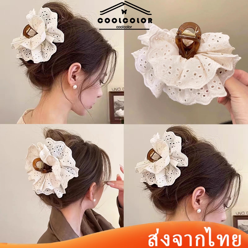 ในไทย💖กิ๊บติดผมลูกไม้คลิปฉลามสไตล์เกาหลีหวานแฟชั่นสําหรับผู้หญิงด้านหลังศีรษะ ประดับผม2025ใหม่.COD