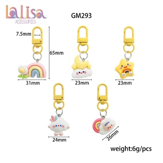 พวงกุญเเจสุดน่ารัก ลวดลายก้อนเมฆเเละสายรุ้งสุดน่ารัก alloy dogclips GM293