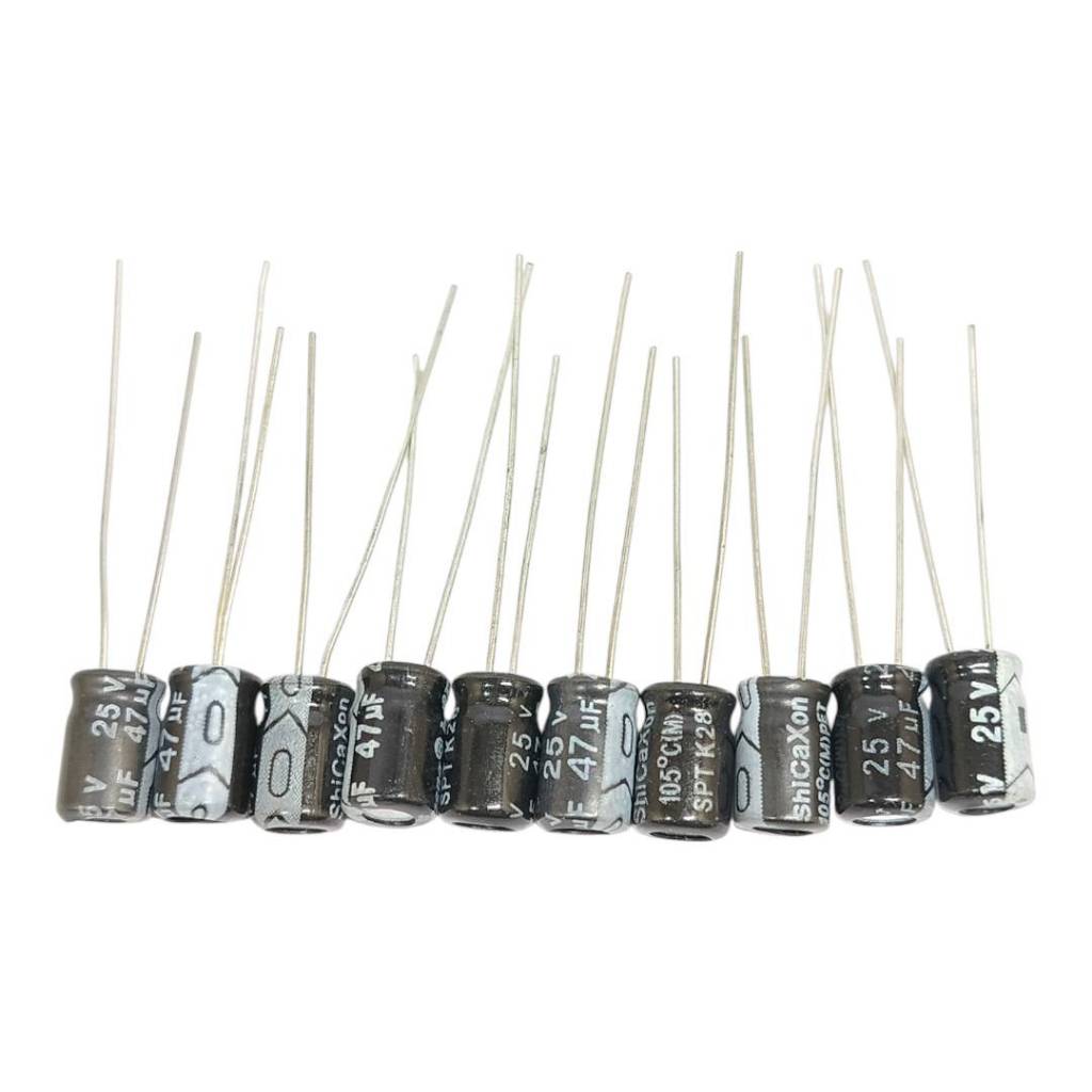 10pcs 47UF 25V 105C  อิเล็กโตรไลท์ คาปาซิเตอร์ ตัวเก็บประจุ