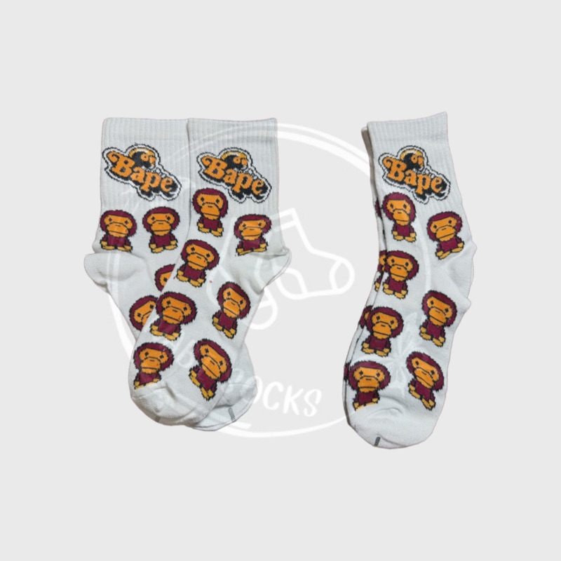 ถุงเท้าสตรีทแฟชั่น Bape (ข้อกลาง) FREESIZE