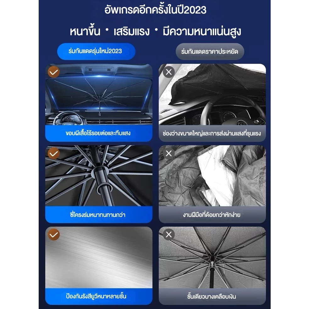 ส่งสินค้าทันที☀️ร่มกันแดดในรถ ม่านบังแดด ที่บังแดดในรถยนต์ บังแดดรถยนต์ บังแดดหน้ารถ อัพเกรดกาวไทเทเนียมเงินหนา - รูปที่ 6
