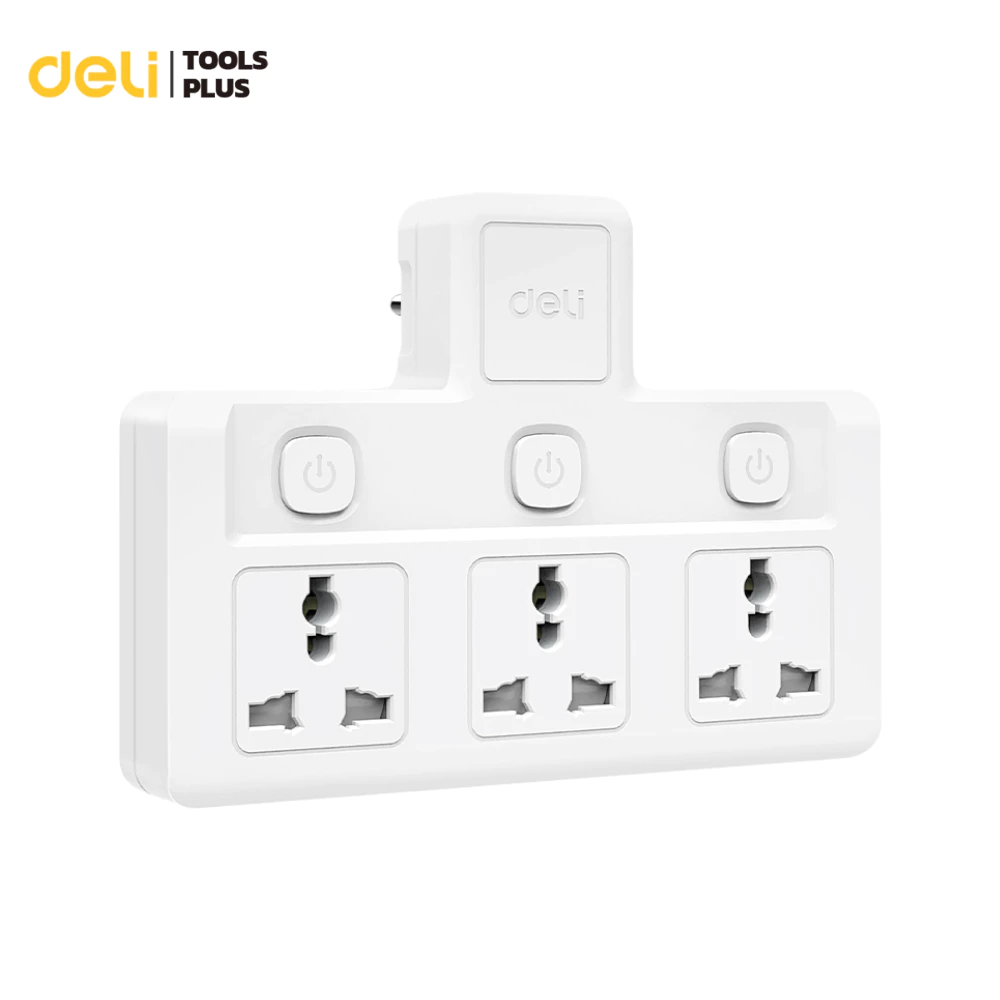 Deli ปลั๊กไฟ ปลั๊กแปลง อแดปเตอร์ กำลังไฟ 10A 2500W ปลั๊กสากล ทนความร้อนได้ 750องศา Universal Adapter