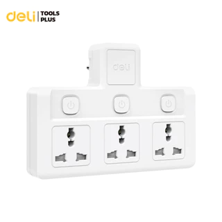 Deli ปลั๊กไฟ ปลั๊กแปลง อแดปเตอร์ กำลังไฟ 10A 2500W ปลั๊กสากล ทนความร้อนได้ 750องศา Universal Adapter