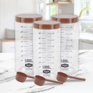 ฟรีช้อนตัก !! โหลพลาสติกสูญญากาศชนิดฝ่าเกลี่ยว ขนาด 1000ML 1 แพค *มีสเกล