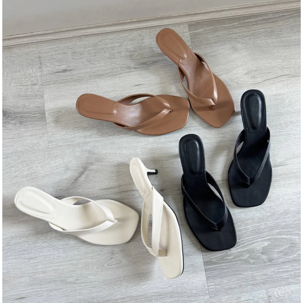 [นต.พร้อมส่ง/ พรีออเดอร์] WEAR.SOUL #S629-MONO Kitten Heel **ไซส์ค่อนไปทางใหญ่ไม่ต้องเผื่อ** รองเท้าส้นสูง รองเท้าหูคีบ