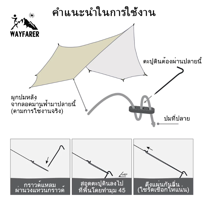 WAYFARER ฟลายชีทครบชุด 3x3M / 3x4M / 3x6M พร้อมเสาและอุปกรณ์ thumbnail 10