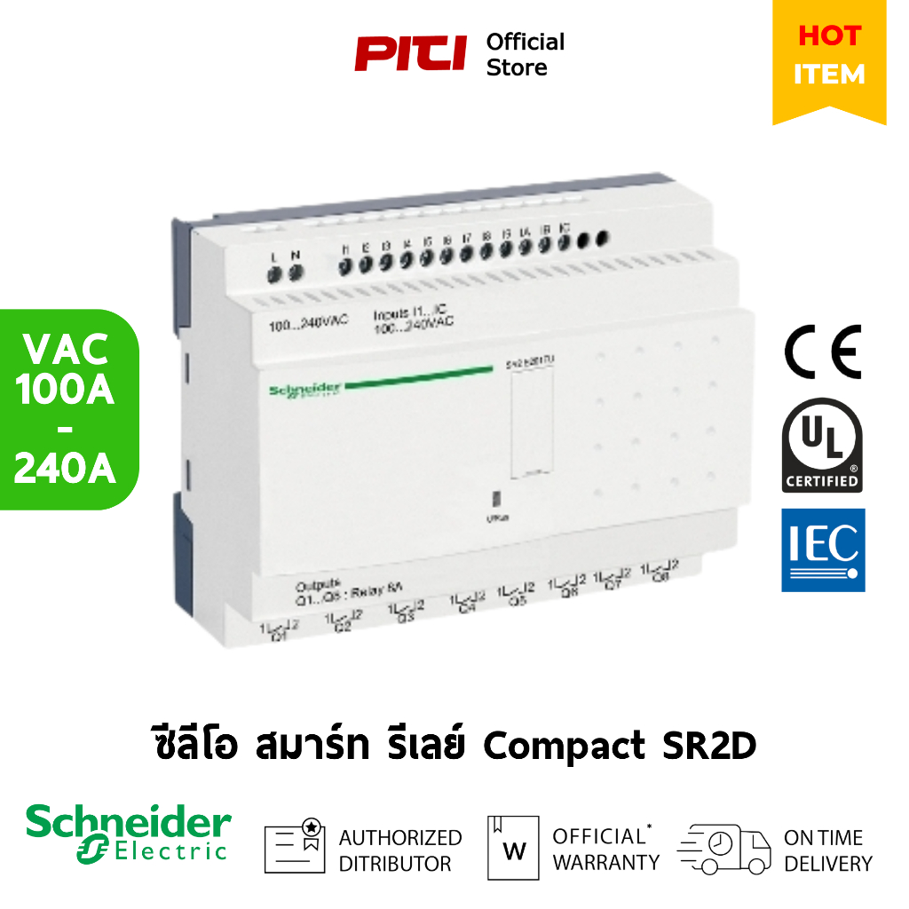 Schneider Smart Relay SR2D201FU 100-240VAC 20 I/O Compact Smart Relay Zelio Logic SR2 SR3 No Clock