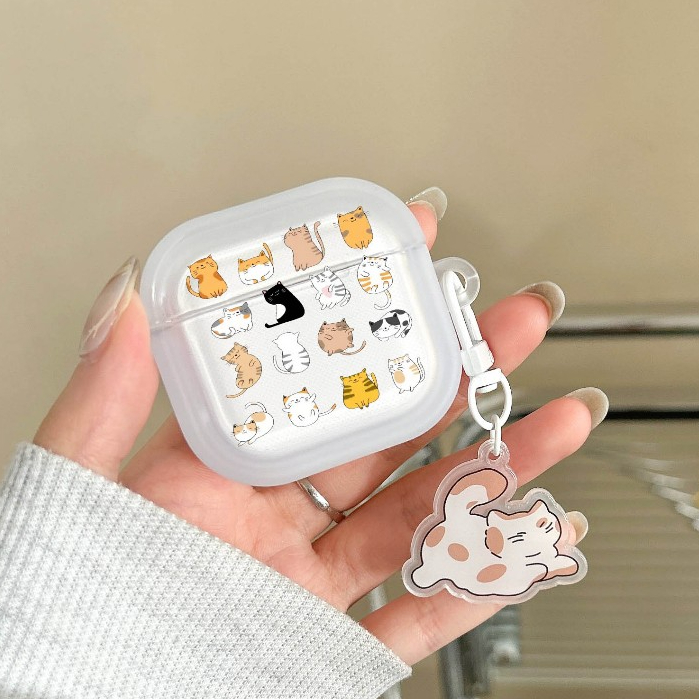 💖จัดส่งภายใน24ชั่วโมง💖เคส Airpods 4 3 2 1 Soft Case Airpods pro ลายแมว ซิลิโคนนิ่ม การป้องกันการตก Airpod gen 3 2025
