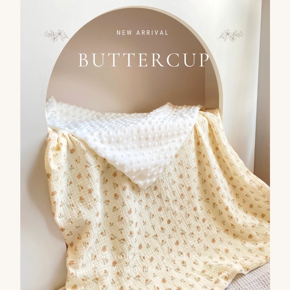 Cali ผ้าห่มกันสะดุ้ง ดอทมิ้ง ผ้ามัสลินทอ *Buttercup *ขนาด 70*100 cm *ป้าย Cali Baby – โปรปัง