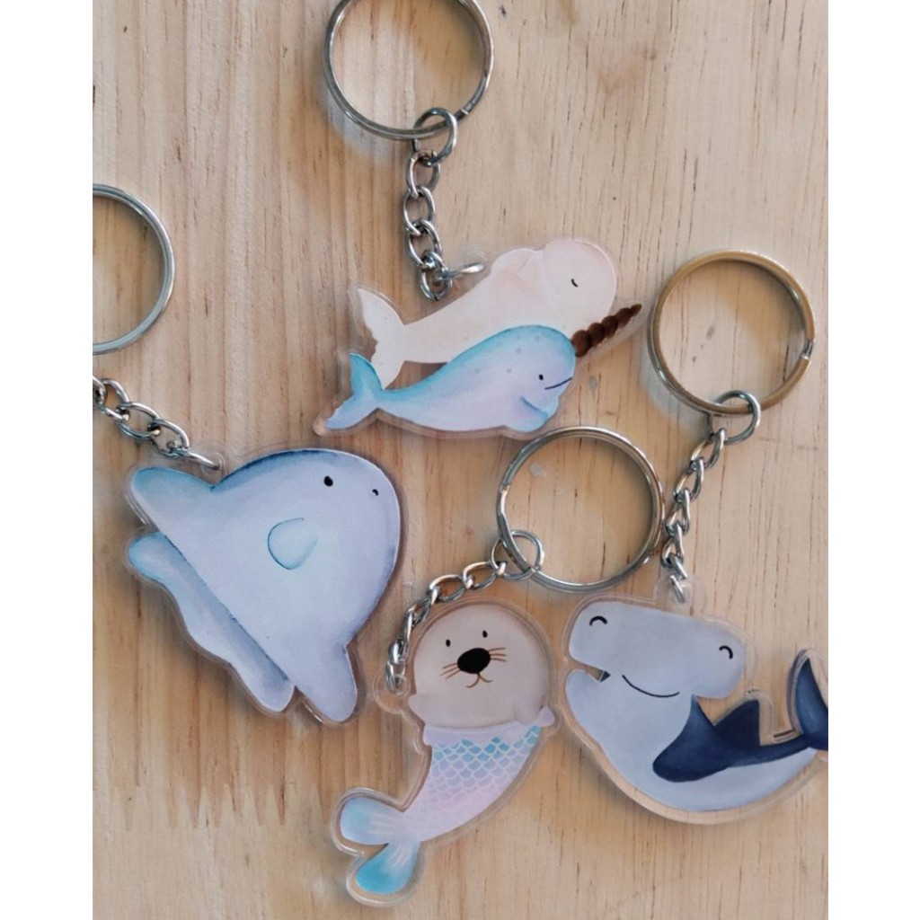 [พร้อมส่ง] พวงกุญแจอคริลิค โมลา ฉลาม แมวน้ำ วาฬ Acrylic Keychain Mola Shark Seal Whale