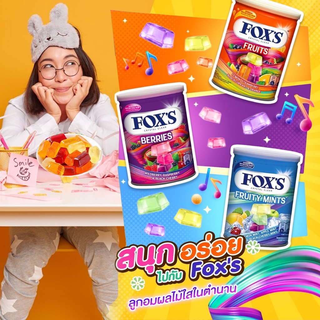 Fox’s Crystal Clear Candy Canister ฟอกซ์​  ลูกอมใสรสผลไม้ในตำนาน ขนาดกระป๋อง 180g
