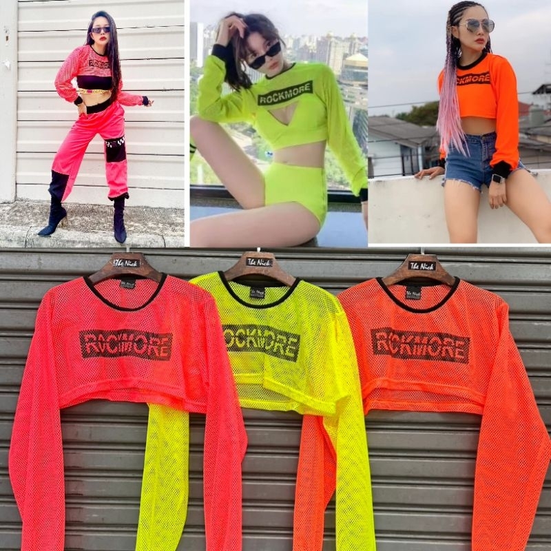 เสื้อครอปลอย ตาข่ายสีนีออน