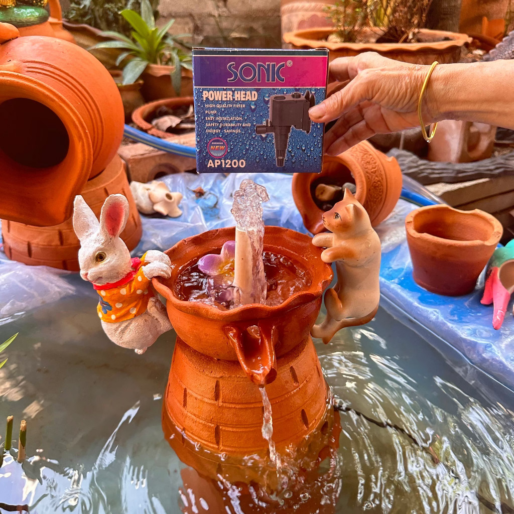 ชุดทำน้ำตก (ได้ 3 ชิ้น)  ถาด 1 ทาง + ฐานตั้ง+ปั๊มน้ำ  ปั้ม AP1200 ตกแต่งสวน บ้าน