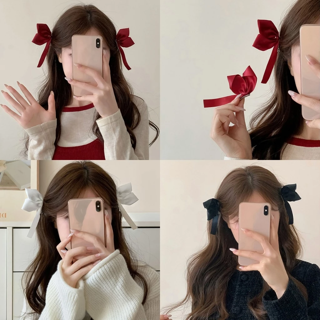 Rubuyou กิ๊บโบว์ขนาดใหญ่ แฮนด์เมด สีขาว แพ็ค 2 ชิ้น