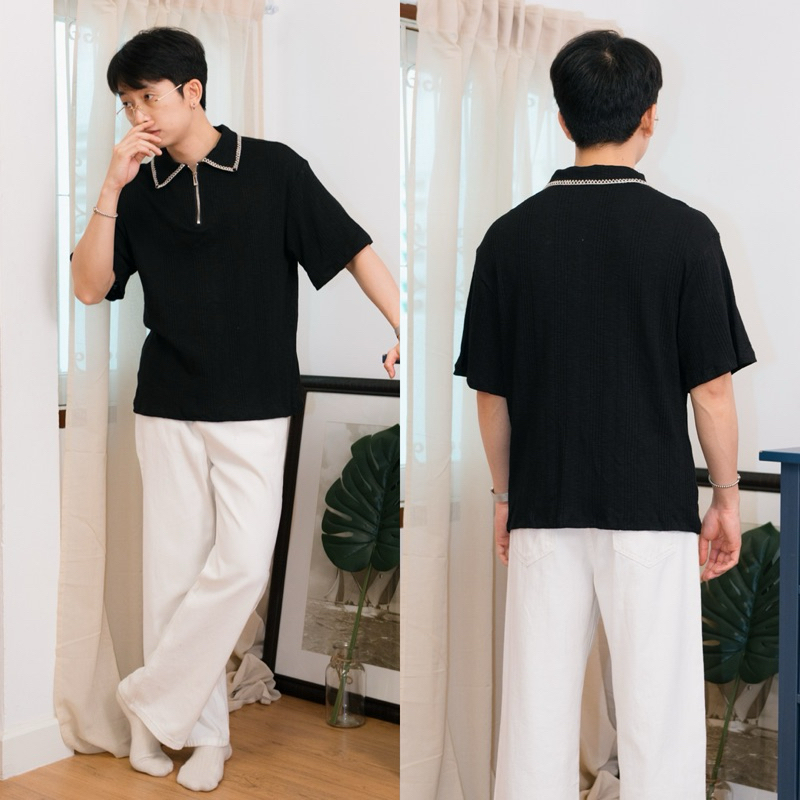 KALEN SHIRT เสื้อคอปกแขนสั้นทรงโอเวอร์ไซส์