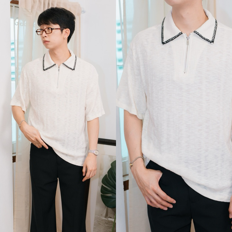 KALEN SHIRT เสื้อคอปกแขนสั้นทรงโอเวอร์ไซส์