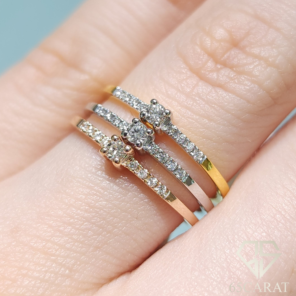 65Carat-แหวนเพชรชูก้านฝังเพชร เพชรรวม9ตัง น้ำ98-100 รหัสRI650061