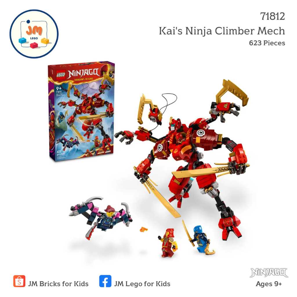 LEGO Ninjago 71812 Kai's Ninja Climber Mech (623 Pieces) สำหรับเด็กอายุ 9 ปีขึ้นไป Brick Toy ตัวต่อ