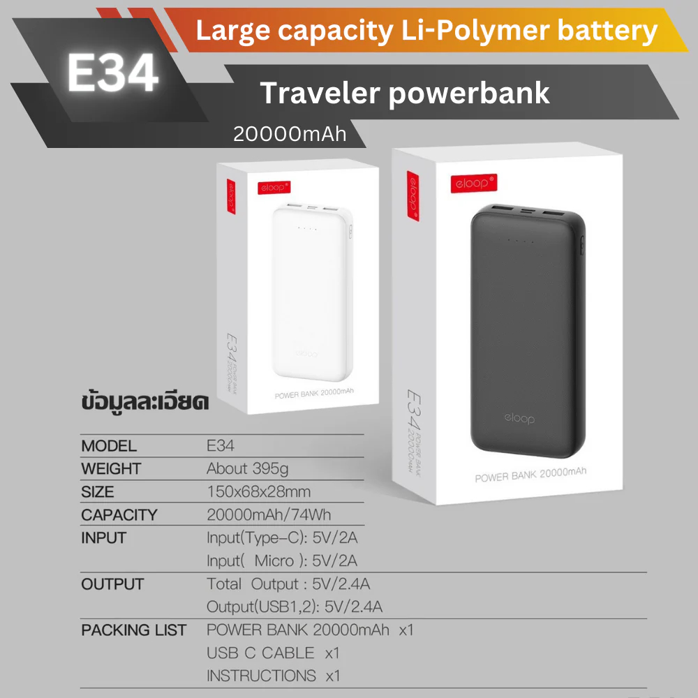 Eloop E34 powerbank 20000mAh